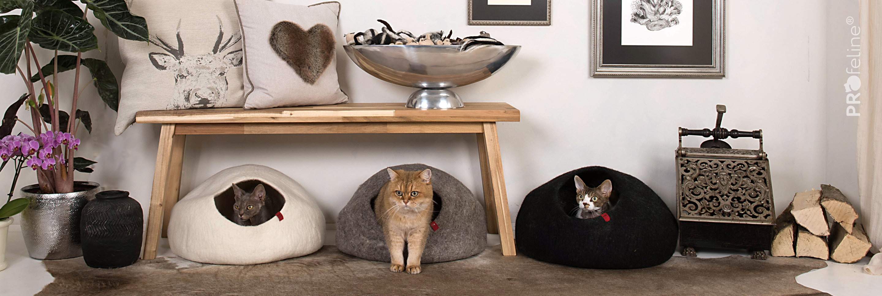 Katzen Filzhoehlen 100% Wolle