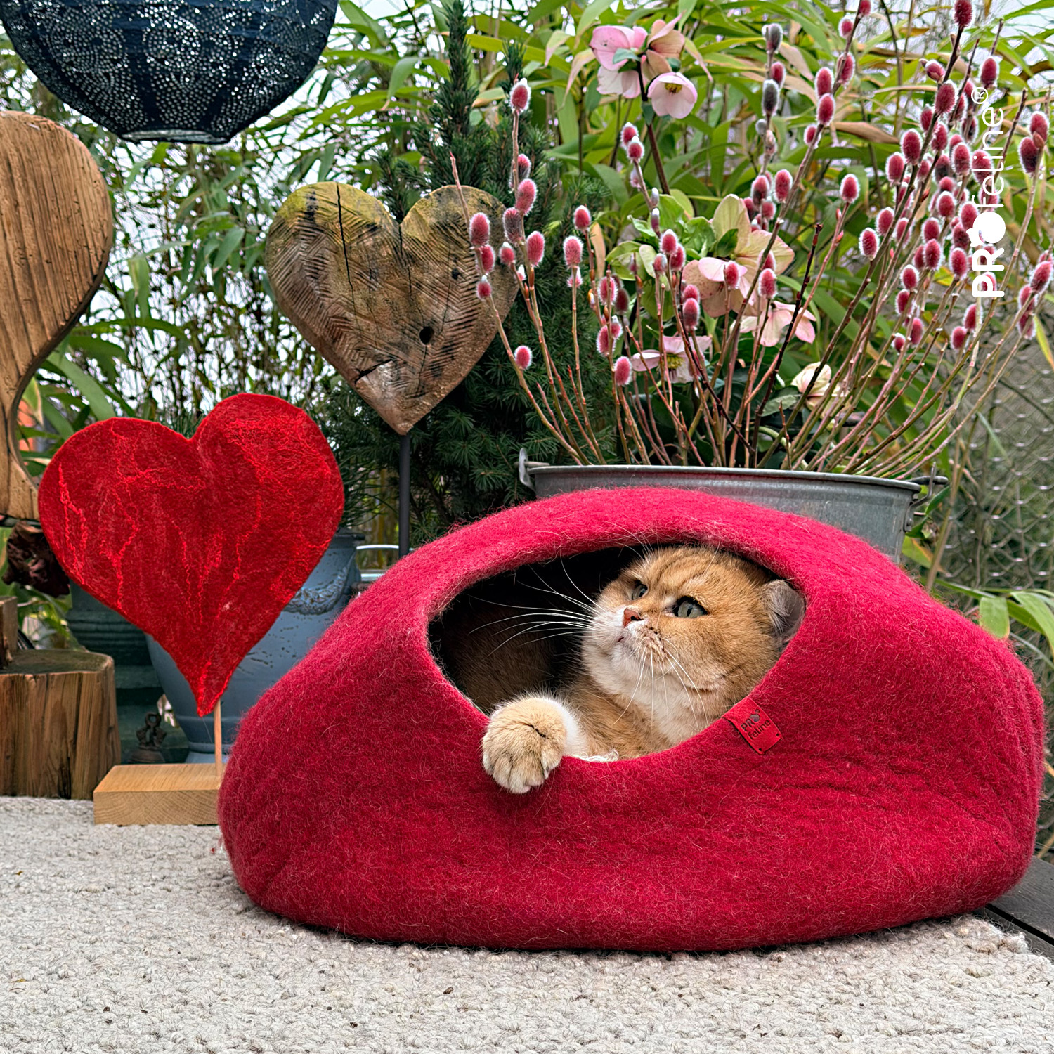 Katzen Filzhöhle 50 cm rot