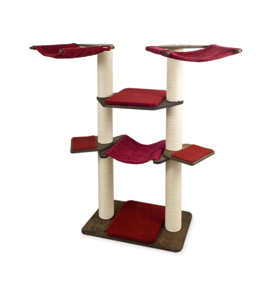 Katzenbaum Eiche Bezug Teppich Rubinrot / Oak, Carpet Cover Ruby Red