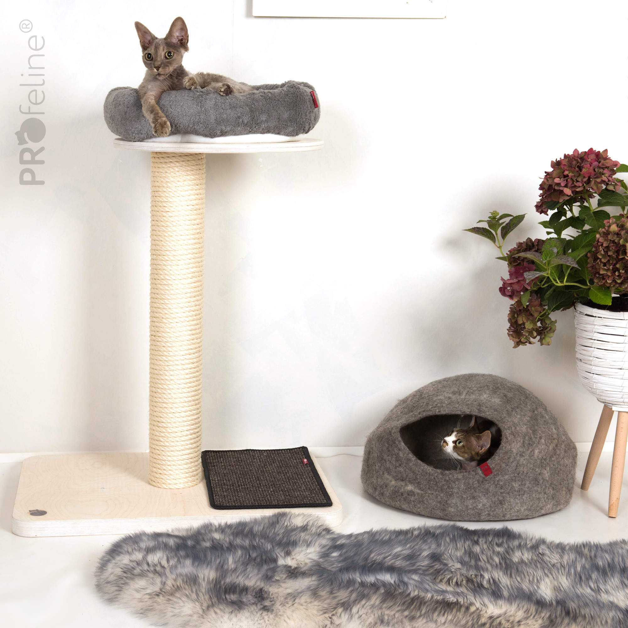Filzhöhle Woolly Cave Grau Katzenzimmer Kratzbaum grau