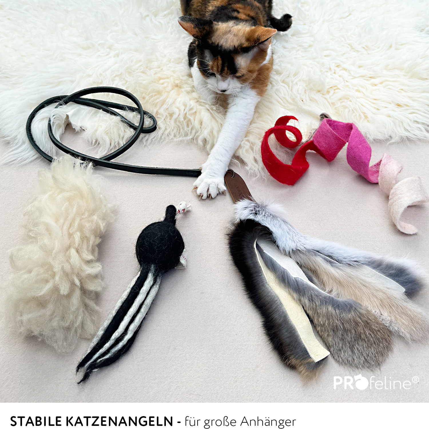 Stabile Katzenangeln mit Fell Anhänger