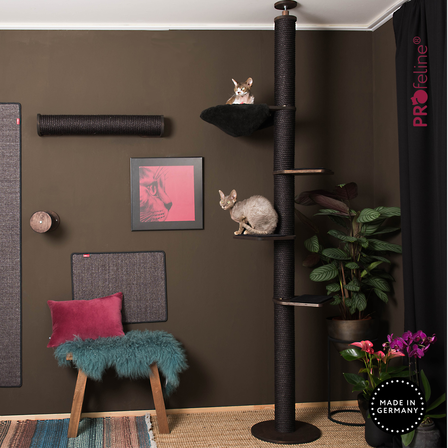 Katzen Kletterbaum schwarz Liegemulde