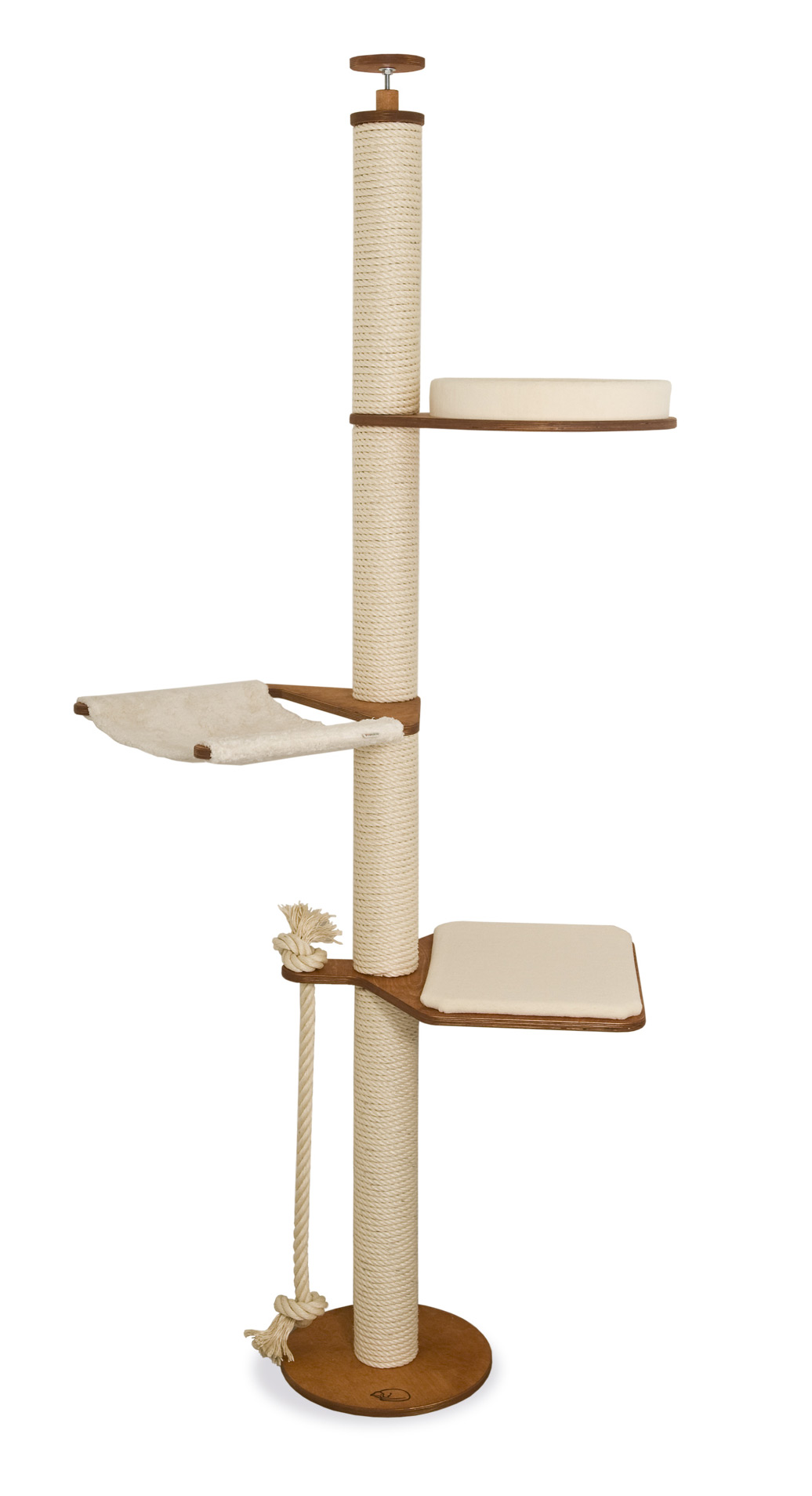 Deckenspanner Modell Pauline Deckenspanner Kratzbaum stabil Kirsche, Teppich Natur / Cherry, Carpet Cover Natural