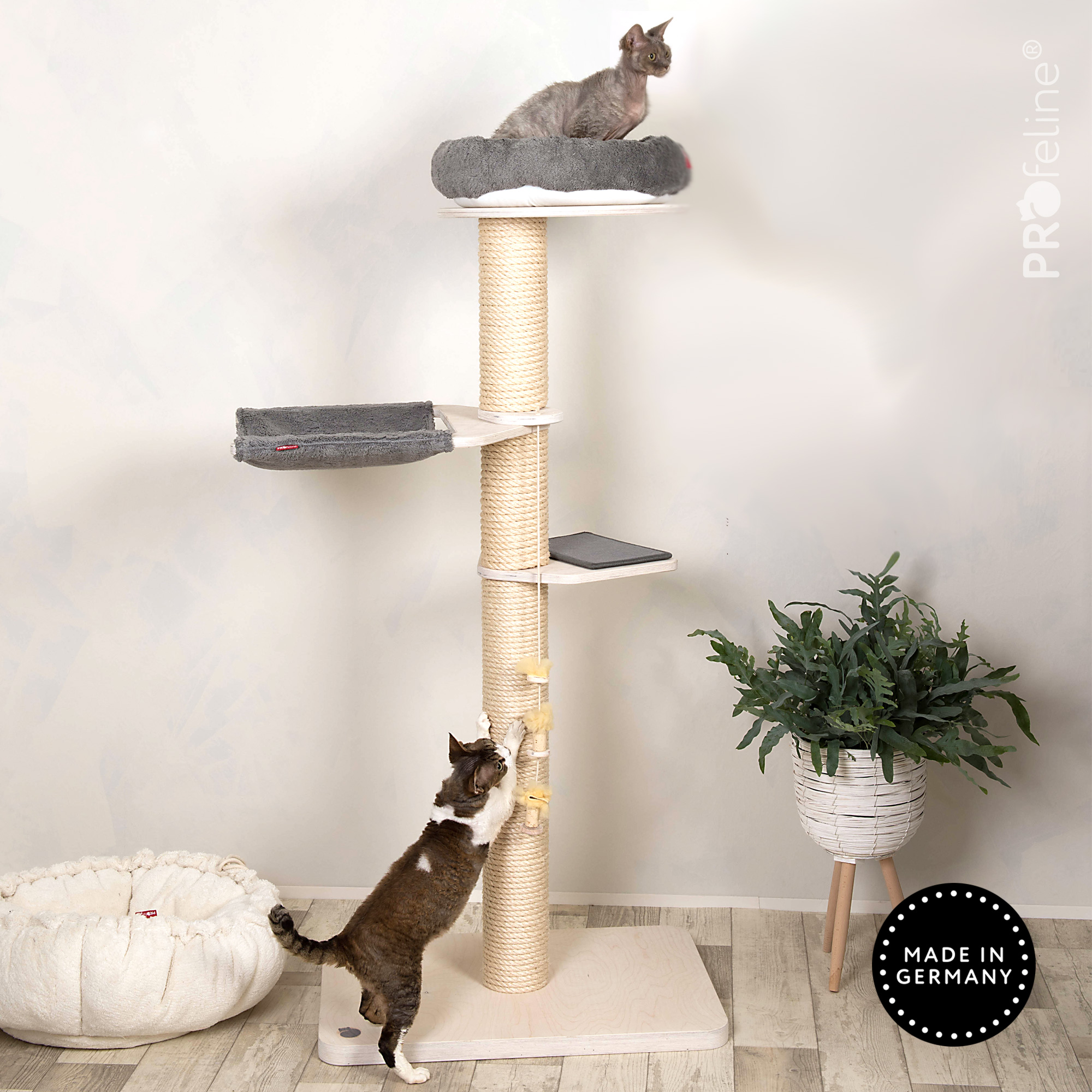 Kratzbaum stabil Hängematte grau