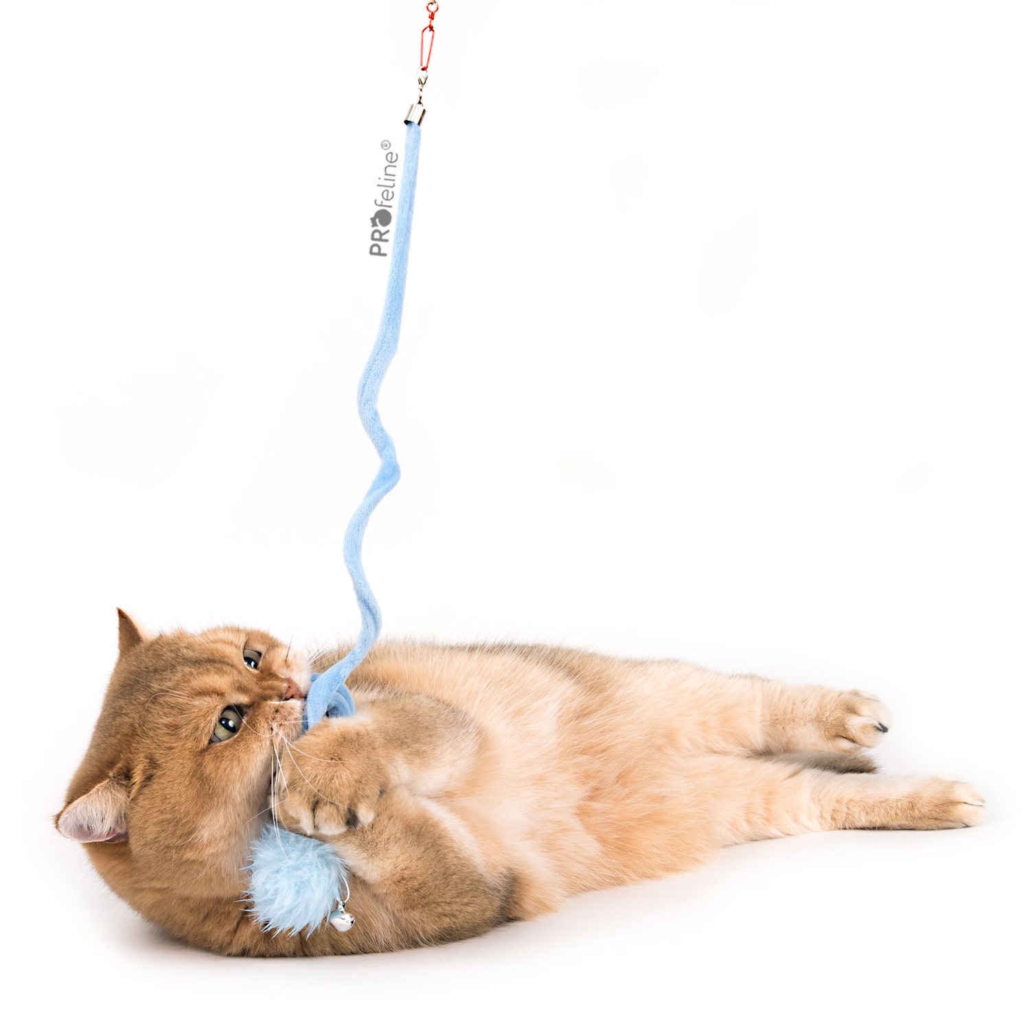 Ersatzanhaenger Springfeder für Katzenangeln blau mit Katze