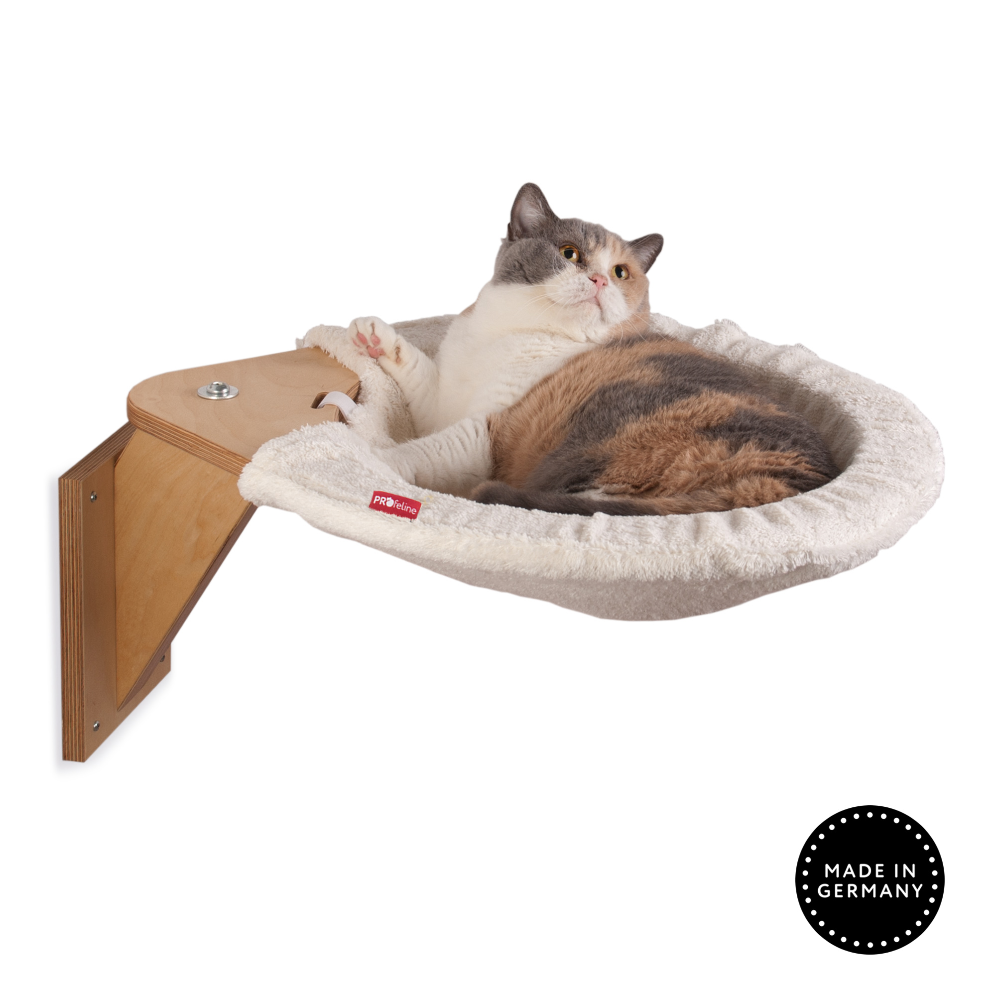 katzen-liegemulde-wandmontage Holzfarbe Birke Bezug Natur