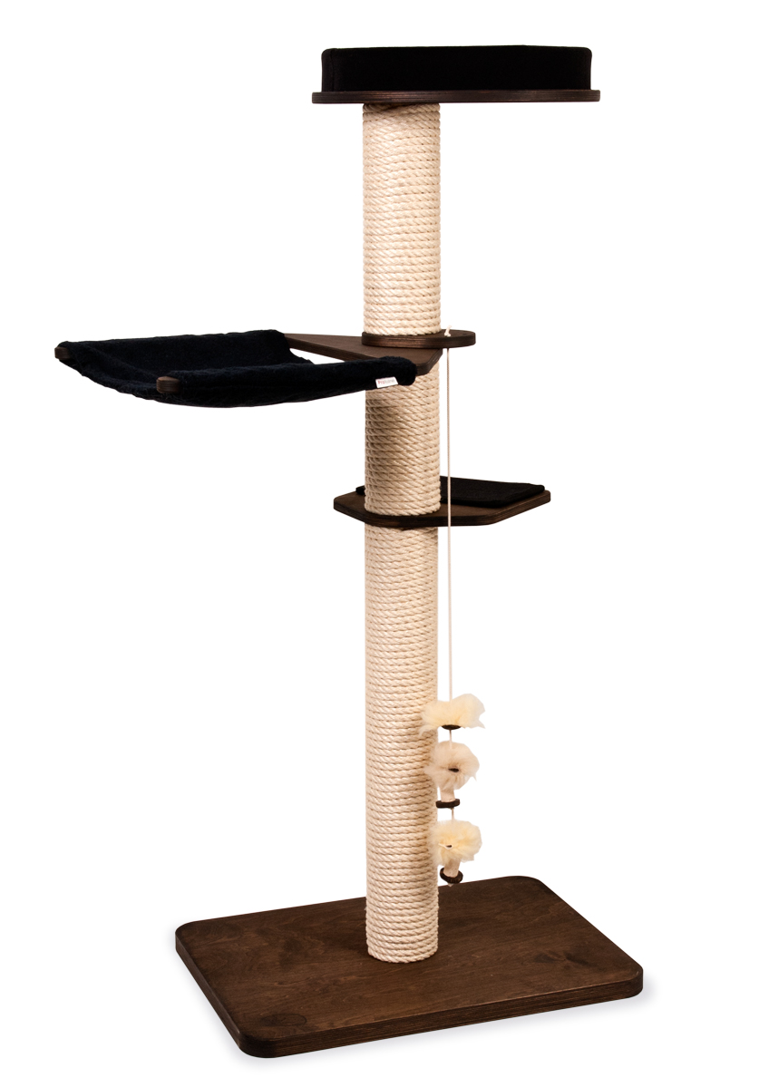 freistehender Kratzbaum , Teppich Schwarz / Oak, Carpet Black