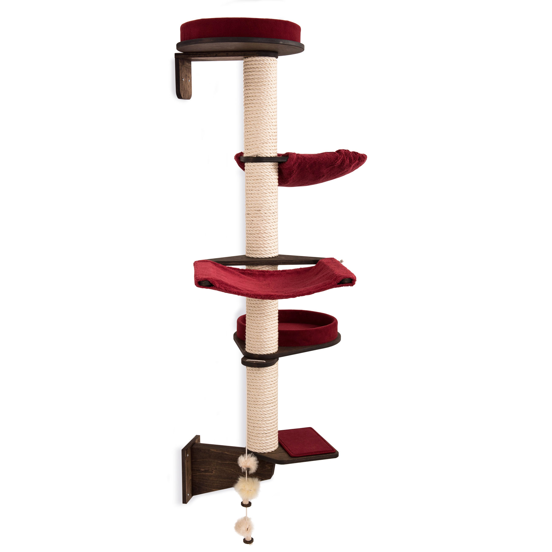 cat_tree_thore_red Eiche, Teppich Rubinrot